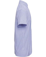 Artisan Collection by Reprime RP221 Mens Microcheck Gingham Short-Sleeve Cotton Shirt #color_LT BLUE/ WHITE