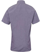 Artisan Collection by Reprime RP221 Mens Microcheck Gingham Short-Sleeve Cotton Shirt #color_NAVY/ WHITE