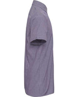 Artisan Collection by Reprime RP221 Mens Microcheck Gingham Short-Sleeve Cotton Shirt #color_NAVY/ WHITE