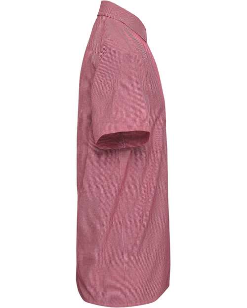 Artisan Collection by Reprime RP221 Mens Microcheck Gingham Short-Sleeve Cotton Shirt #color_RED/ WHITE