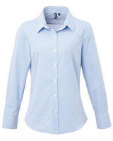 Artisan Collection by Reprime RP320 Ladies' Microcheck Gingham Long-Sleeve Cotton Shirt #color_LT BLUE/ WHITE