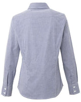 Artisan Collection by Reprime RP320 Ladies' Microcheck Gingham Long-Sleeve Cotton Shirt #color_NAVY/ WHITE