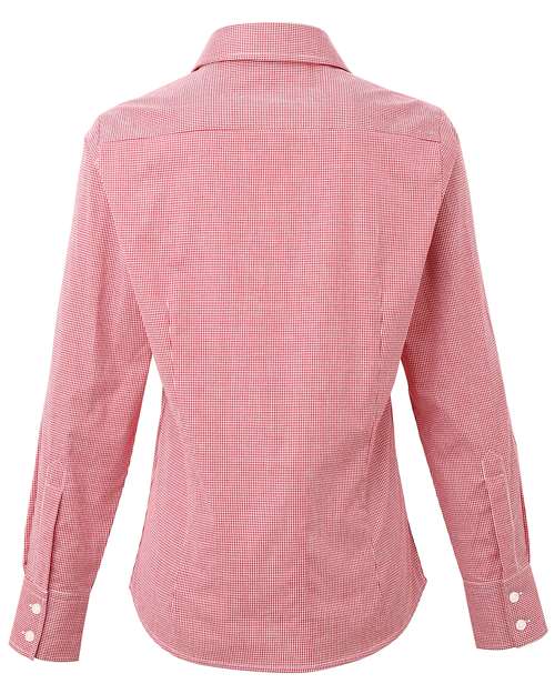 Artisan Collection by Reprime RP320 Ladies' Microcheck Gingham Long-Sleeve Cotton Shirt #color_RED/ WHITE