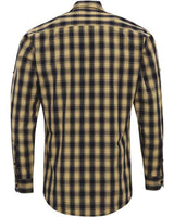 Artisan Collection by Reprime RP250 Men's Mulligan Check Long-Sleeve Cotton Shirt #color_CAMEL/ NAVY