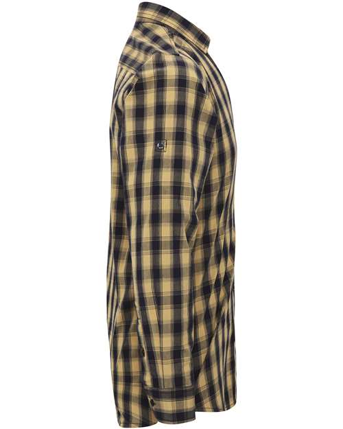 Artisan Collection by Reprime RP250 Men's Mulligan Check Long-Sleeve Cotton Shirt #color_CAMEL/ NAVY