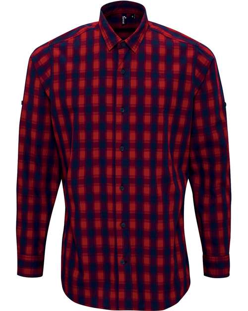 Artisan Collection by Reprime RP250 Men's Mulligan Check Long-Sleeve Cotton Shirt #color_RED/ NAVY