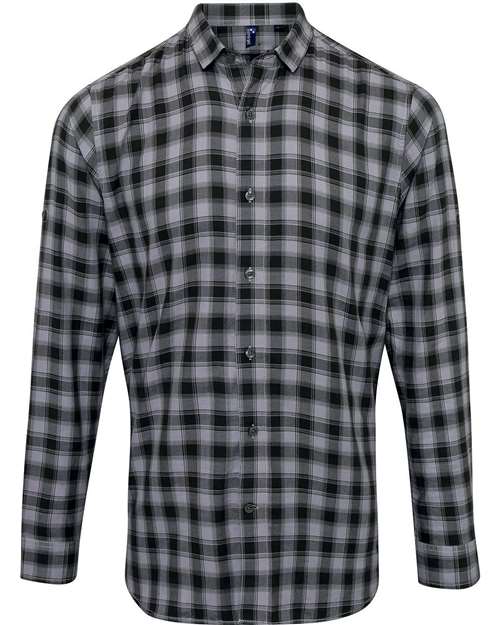Artisan Collection by Reprime RP250 Men's Mulligan Check Long-Sleeve Cotton Shirt #color_STEEL/ BLACK
