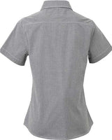 Artisan Collection by Reprime RP321 Ladies' Microcheck Gingham Short-Sleeve Cotton Shirt #color_BLACK/ WHITE