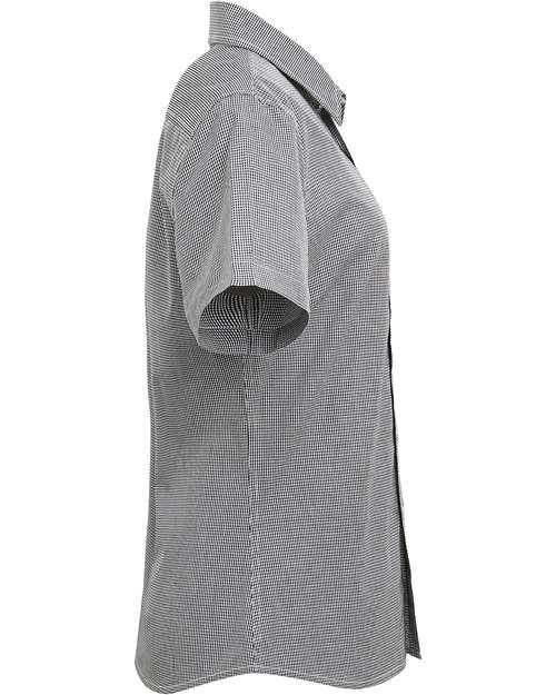 Artisan Collection by Reprime RP321 Ladies' Microcheck Gingham Short-Sleeve Cotton Shirt #color_BLACK/ WHITE