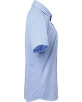 Artisan Collection by Reprime RP321 Ladies' Microcheck Gingham Short-Sleeve Cotton Shirt #color_LT BLUE/ WHITE
