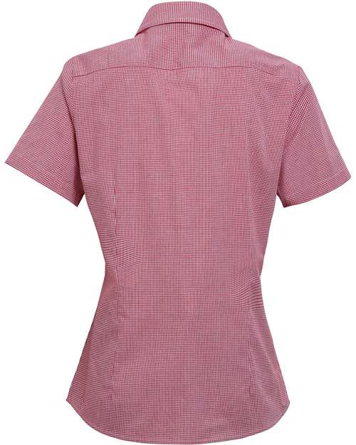 Artisan Collection by Reprime RP321 Ladies' Microcheck Gingham Short-Sleeve Cotton Shirt #color_RED/ WHITE