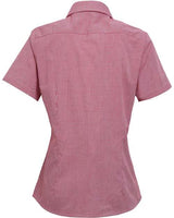 Artisan Collection by Reprime RP321 Ladies' Microcheck Gingham Short-Sleeve Cotton Shirt #color_RED/ WHITE
