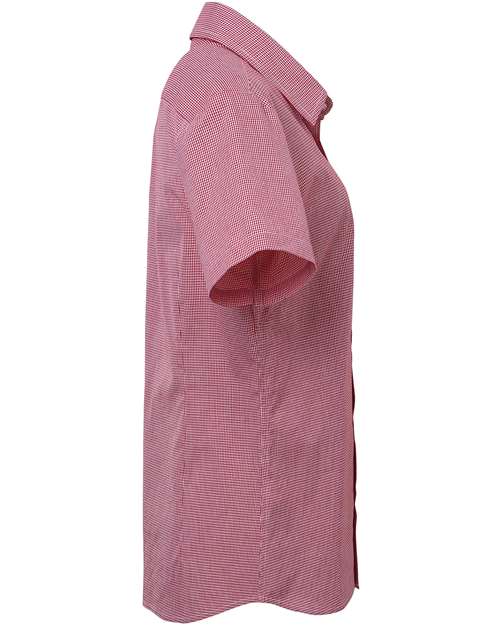 Artisan Collection by Reprime RP321 Ladies' Microcheck Gingham Short-Sleeve Cotton Shirt #color_RED/ WHITE
