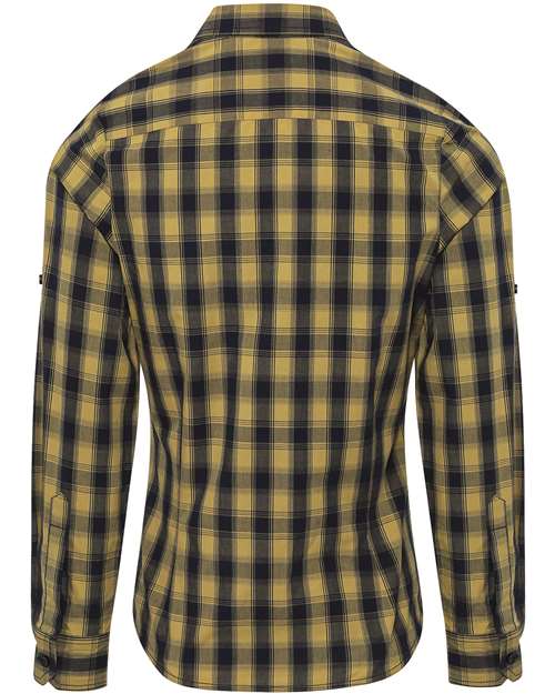 Artisan Collection by Reprime RP350 Ladies' Mulligan Check Long-Sleeve Cotton Shirt #color_CAMEL/ NAVY