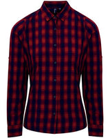 Artisan Collection by Reprime RP350 Ladies' Mulligan Check Long-Sleeve Cotton Shirt #color_RED/ NAVY