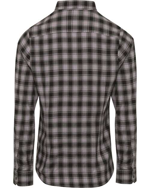 Artisan Collection by Reprime RP350 Ladies' Mulligan Check Long-Sleeve Cotton Shirt #color_STEEL/ BLACK