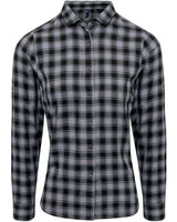 Artisan Collection by Reprime RP350 Ladies' Mulligan Check Long-Sleeve Cotton Shirt #color_STEEL/ BLACK