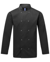 Artisan Collection by Reprime RP665 Unisex Studded Front Long-Sleeve Chef's Coat #color_BLACK