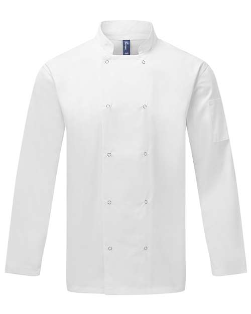 Artisan Collection by Reprime RP665 Unisex Studded Front Long-Sleeve Chef's Coat #color_WHITE