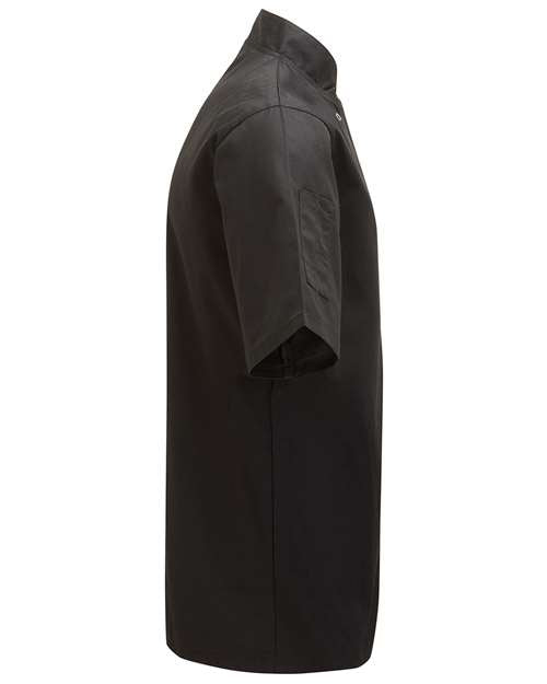 Artisan Collection by Reprime RP664 Unisex Studded Front Short-Sleeve Chef's Coat #color_BLACK