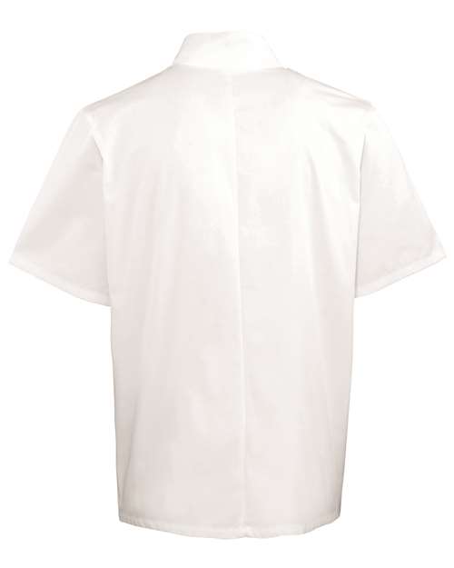 Artisan Collection by Reprime RP664 Unisex Studded Front Short-Sleeve Chef's Coat #color_WHITE