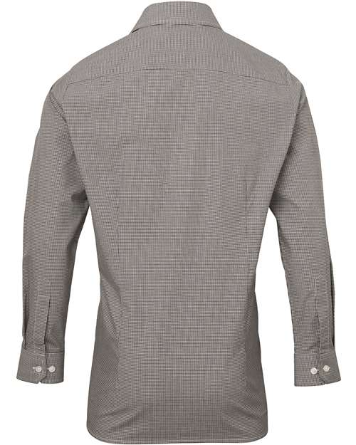 Artisan Collection by Reprime RP220 Men's Microcheck Gingham Long-Sleeve Cotton Shirt #color_BLACK/ WHITE