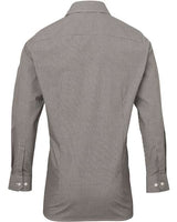 Artisan Collection by Reprime RP220 Men's Microcheck Gingham Long-Sleeve Cotton Shirt #color_BLACK/ WHITE