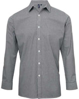 Artisan Collection by Reprime RP220 Men's Microcheck Gingham Long-Sleeve Cotton Shirt #color_BLACK/ WHITE