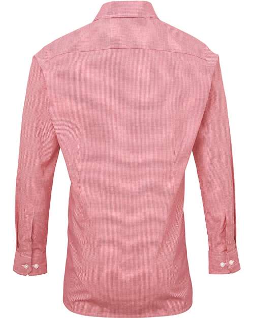 Artisan Collection by Reprime RP220 Men's Microcheck Gingham Long-Sleeve Cotton Shirt #color_RED/ WHITE