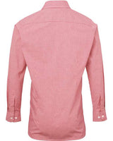 Artisan Collection by Reprime RP220 Men's Microcheck Gingham Long-Sleeve Cotton Shirt #color_RED/ WHITE