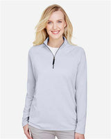 Devon & Jones DG480W CrownLux Performance Ladies' Clubhouse Micro-Stripe Quarter-Zip #color_NAVY