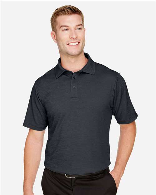 Devon & Jones DG22 CrownLux PerformanceMen's Address Melange Polo #color_BLACK HEATHER