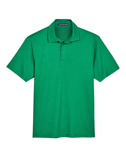 Devon & Jones DG22 CrownLux PerformanceMen's Address Melange Polo #color_KELLY GREEN HTHR