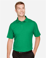 Devon & Jones DG22 CrownLux PerformanceMen's Address Melange Polo #color_KELLY GREEN HTHR
