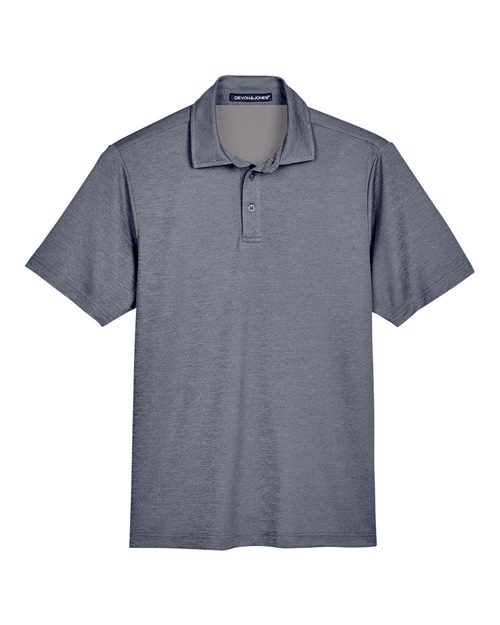 Devon & Jones DG22 CrownLux PerformanceMen's Address Melange Polo #color_NAVY HEATHER