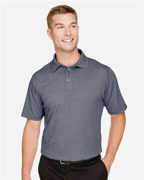 Devon & Jones DG22 CrownLux PerformanceMen's Address Melange Polo #color_NAVY HEATHER