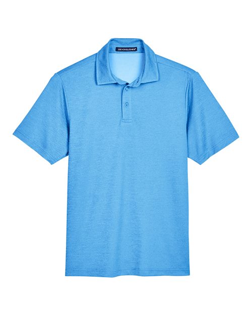 Devon & Jones DG22 CrownLux PerformanceMen's Address Melange Polo #color_OCEAN BLUE HTHR