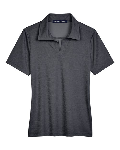 Devon & Jones DG22W CrownLux PerformanceLadies' Address Melange Polo #color_BLACK HEATHER