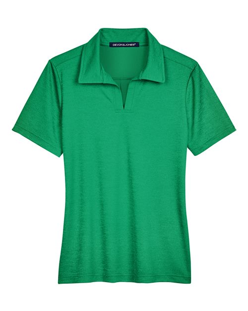 Devon & Jones DG22W CrownLux PerformanceLadies' Address Melange Polo #color_KELLY GREEN HTHR