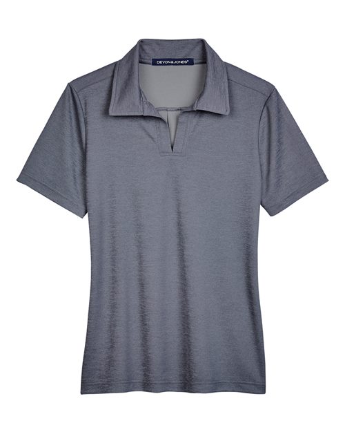Devon & Jones DG22W CrownLux PerformanceLadies' Address Melange Polo #color_NAVY HEATHER