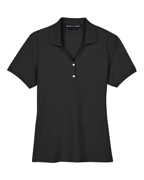 Devon & Jones D100W Ladies' Pima Piqu Y-Collar Polo #color_BLACK