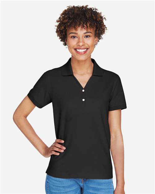 Devon & Jones D100W Ladies' Pima Piqu Y-Collar Polo #color_BLACK
