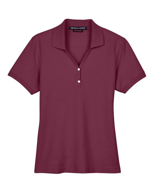 Devon & Jones D100W Ladies' Pima Piqu Y-Collar Polo #color_BURGUNDY
