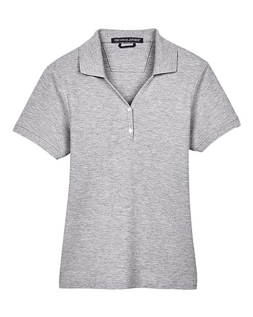 Devon & Jones D100W Ladies' Pima Piqu Y-Collar Polo #color_GREY HEATHER