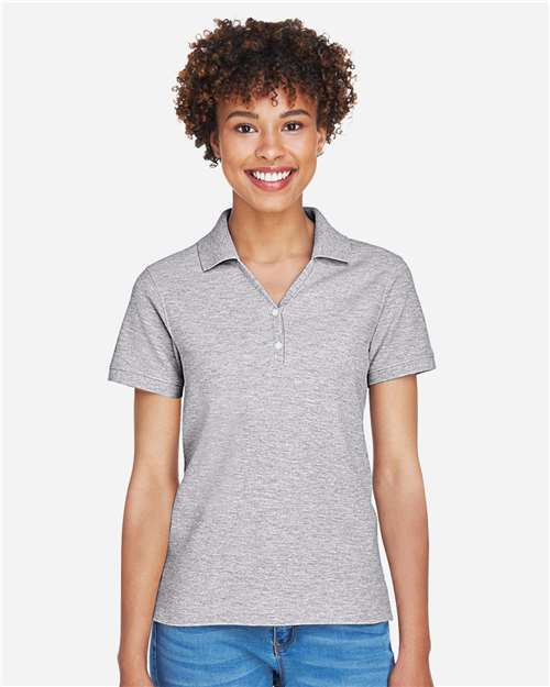 Devon & Jones D100W Ladies' Pima Piqu Y-Collar Polo #color_GREY HEATHER