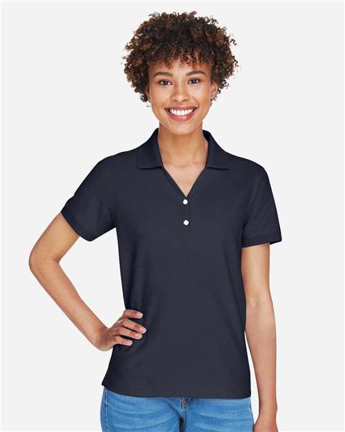 Devon & Jones D100W Ladies' Pima Piqu Y-Collar Polo #color_NAVY