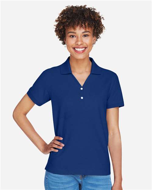 Devon & Jones D100W Ladies' Pima Piqu Y-Collar Polo #color_TRUE ROYAL