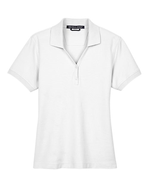 Devon & Jones D100W Ladies' Pima Piqu Y-Collar Polo #color_WHITE