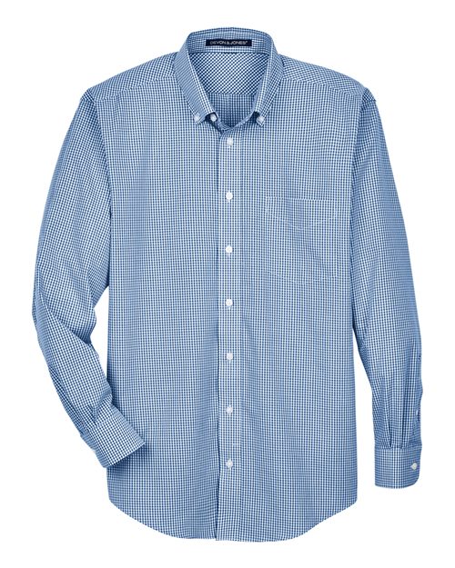 Devon & Jones D640 Men's Crown Woven Collection Gingham Check #color_FRENCH BLUE