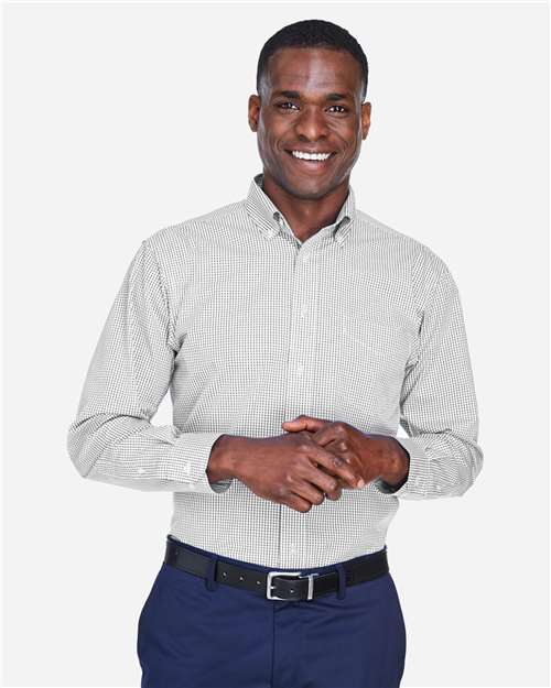 Devon & Jones D640 Men's Crown Woven Collection Gingham Check #color_SILVER